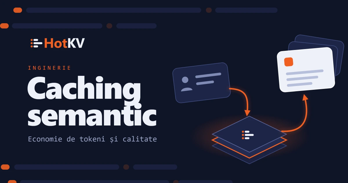 HotKV semantic caching: token savings and answer quality, illustrated by a cache lookup.