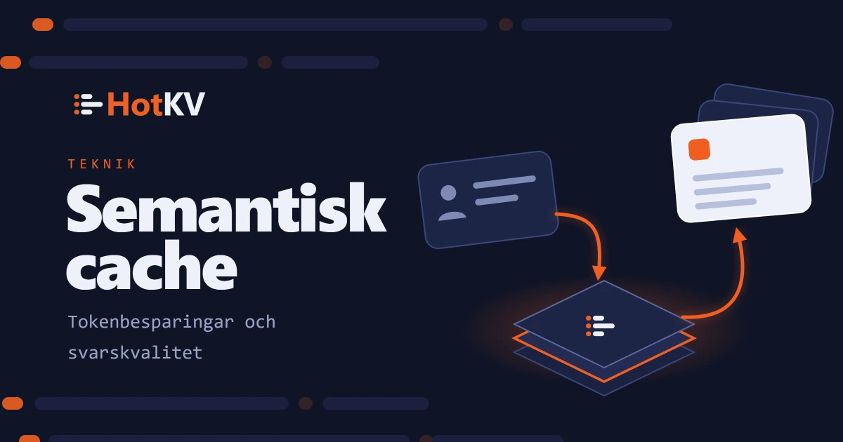 HotKV semantic caching: token savings and answer quality, illustrated by a cache lookup.