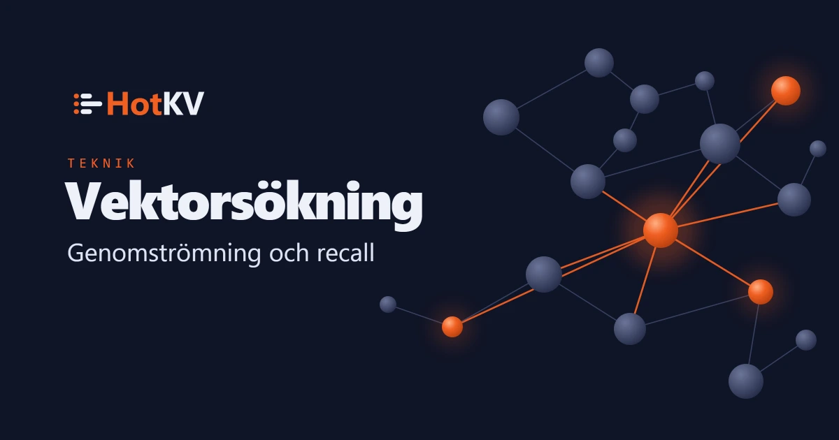 HotKV vector search: throughput and recall, illustrated with connected neighbour nodes.